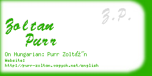 zoltan purr business card